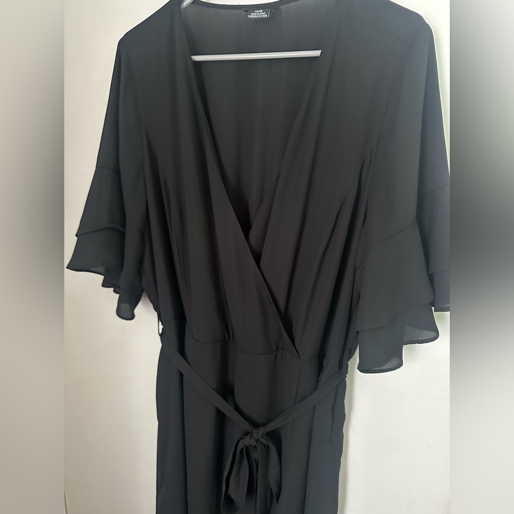 City Chic Wrap Tie Ruffle Maxi Dress